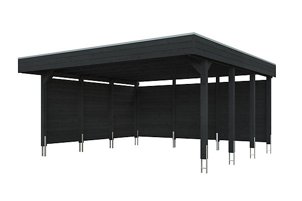 Carport SKAN HOLZ Friesland Set C, 546 x 555 cm, avec parois latérales et paroi arrière, anthracite