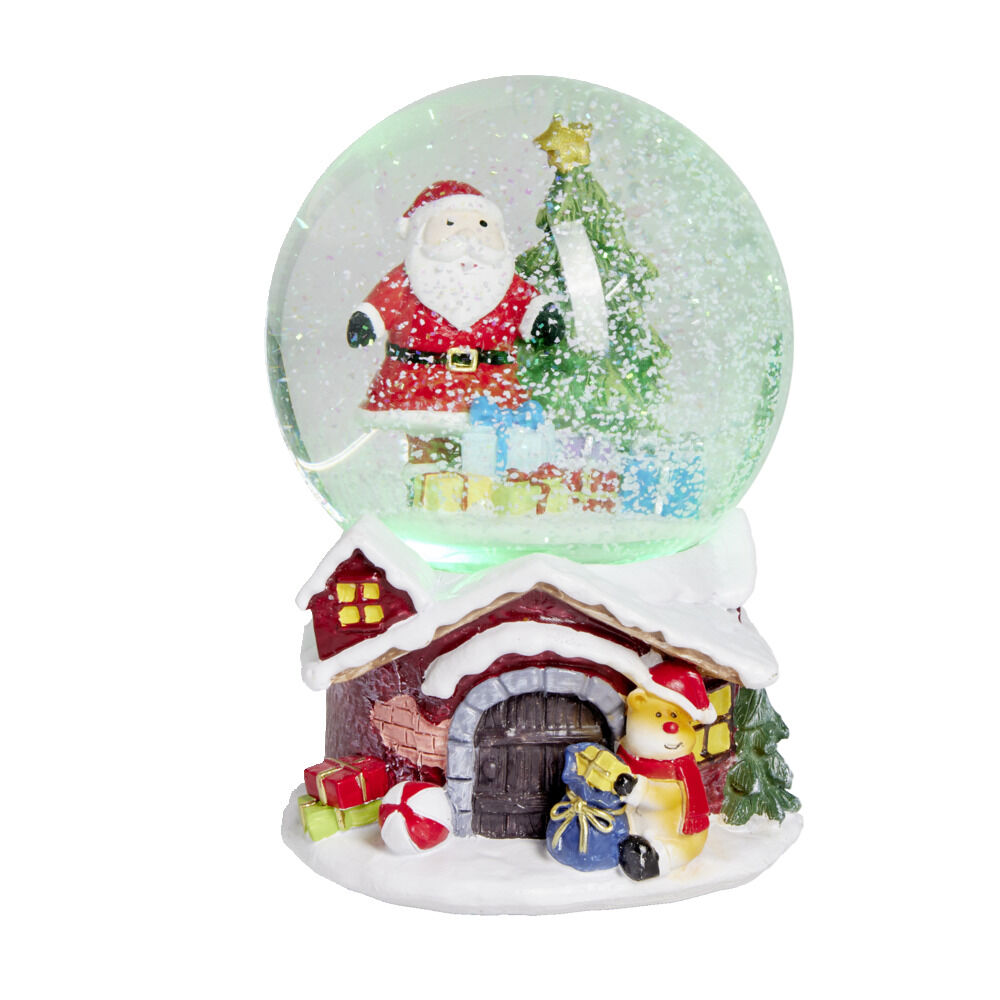 Boule à neige No&euml;l musicale et lumineuse Ø12cm (2 modèles)