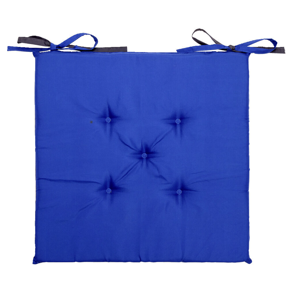 Galette de chaise carrée 40x40cm réversible bleue et grise