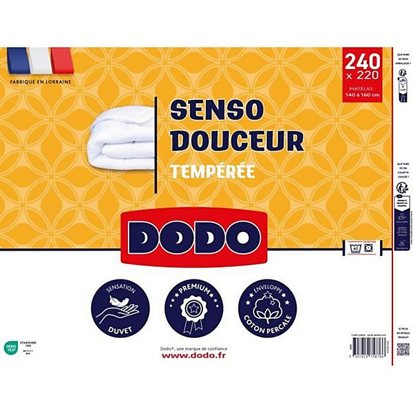 DODO - Couette tempérée 350 g/m - SENSO DOUCEUR - 220 x 240 cm - Blanc