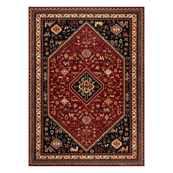 Dywan wełniany KASHQAI 4364 301 orientalny, ramka bordo / 67x130 cm