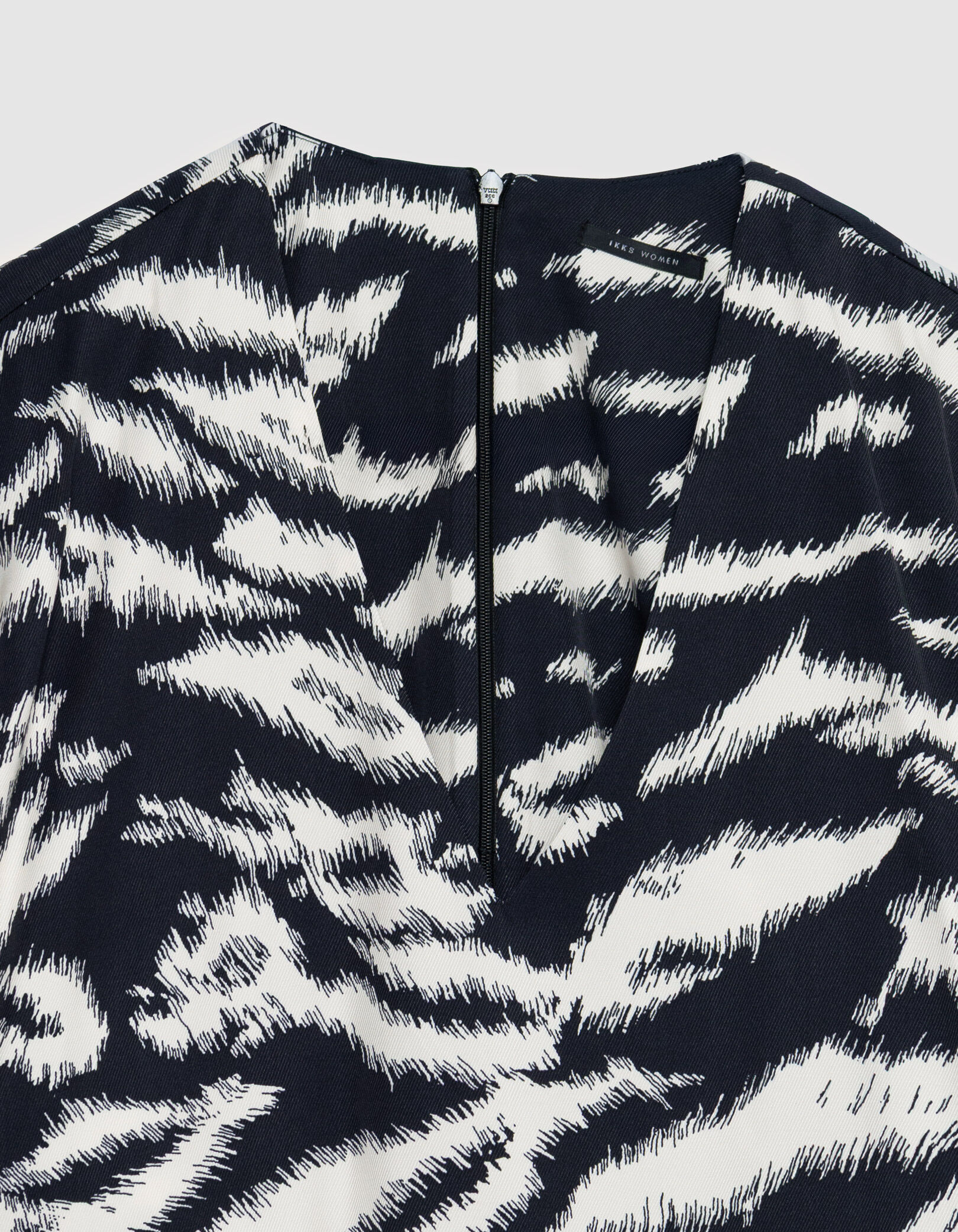 Robe noire imprimé zèbre Femme
