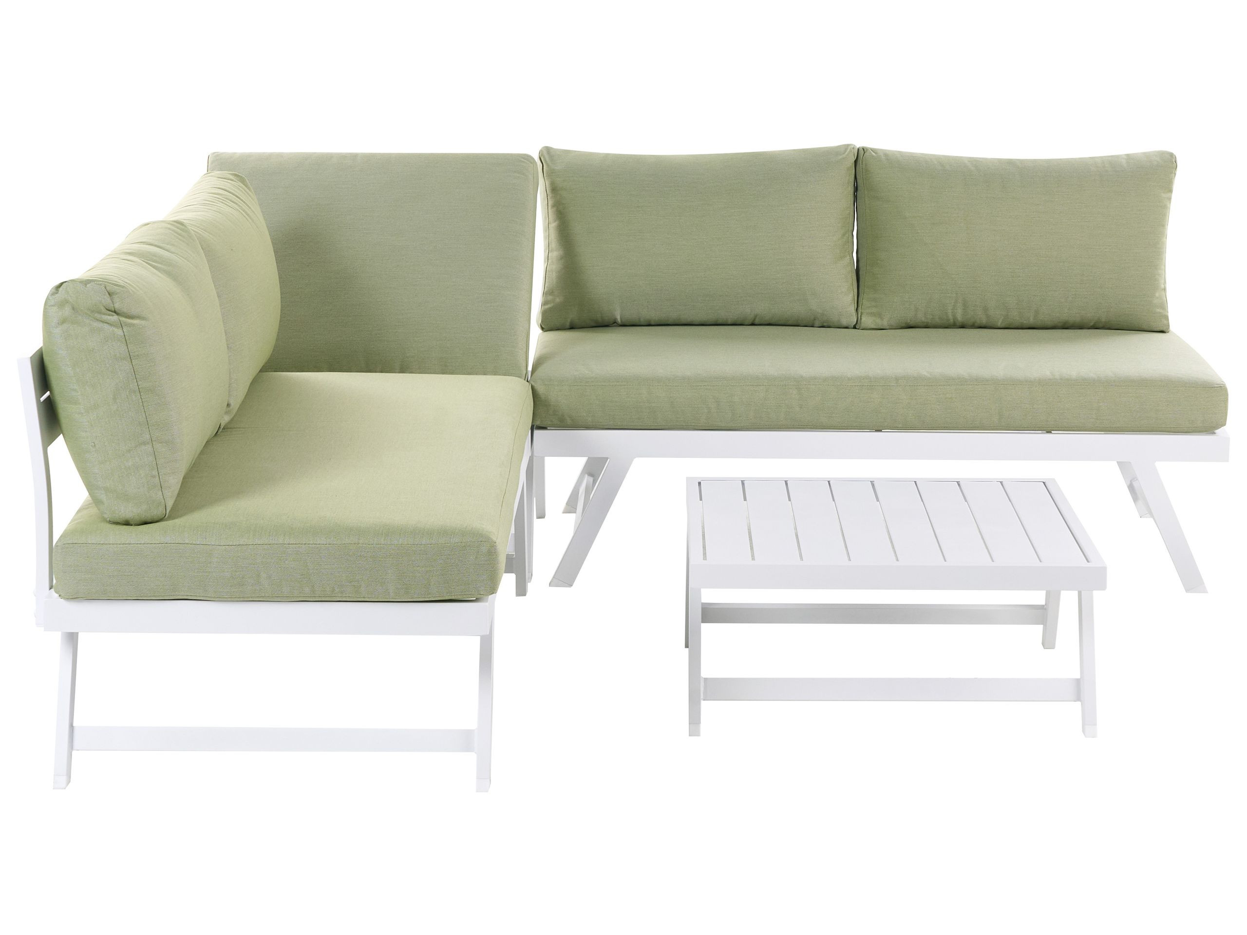 Zestaw ogrodowy 5 osobowy sofa zielony z poduszkami