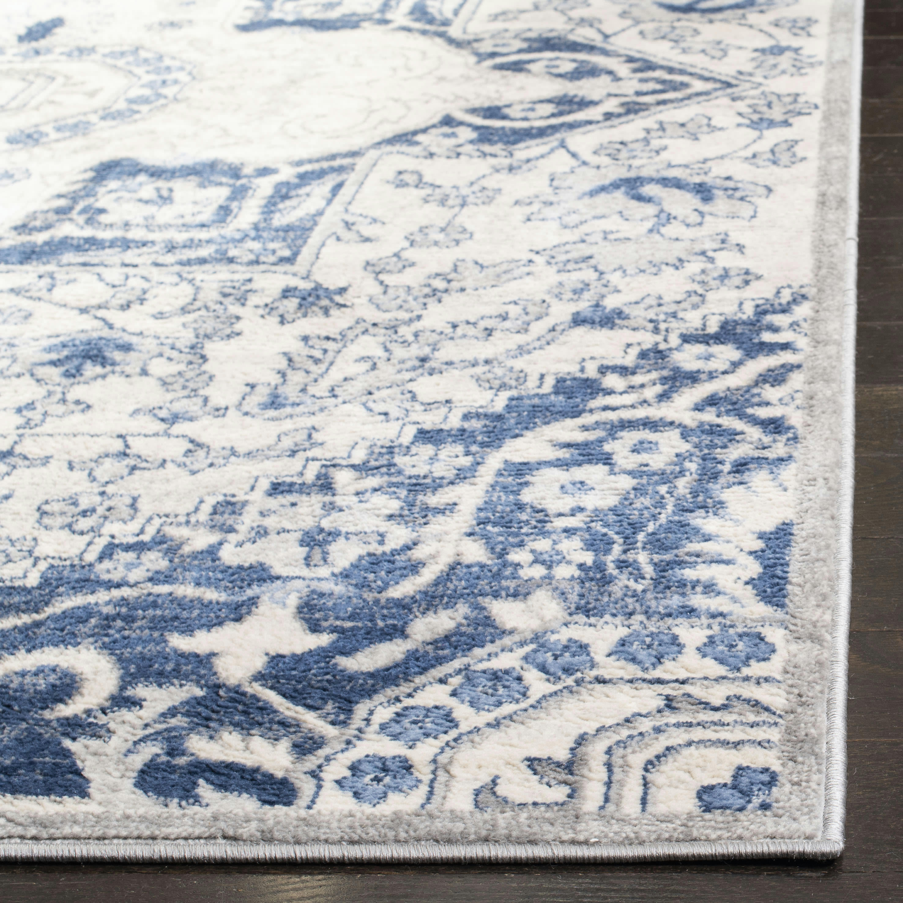 BRENTWOOD - Tapis de salon interieur en crème & bleu, 61 x 244 cm