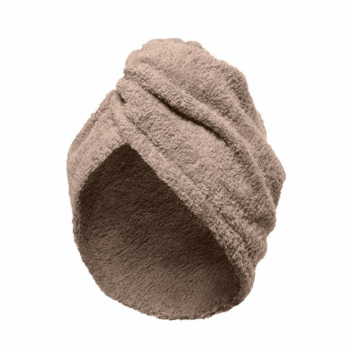 TURBAN DE BAIN - Turban éponge fermeture élastique en coton taupe
