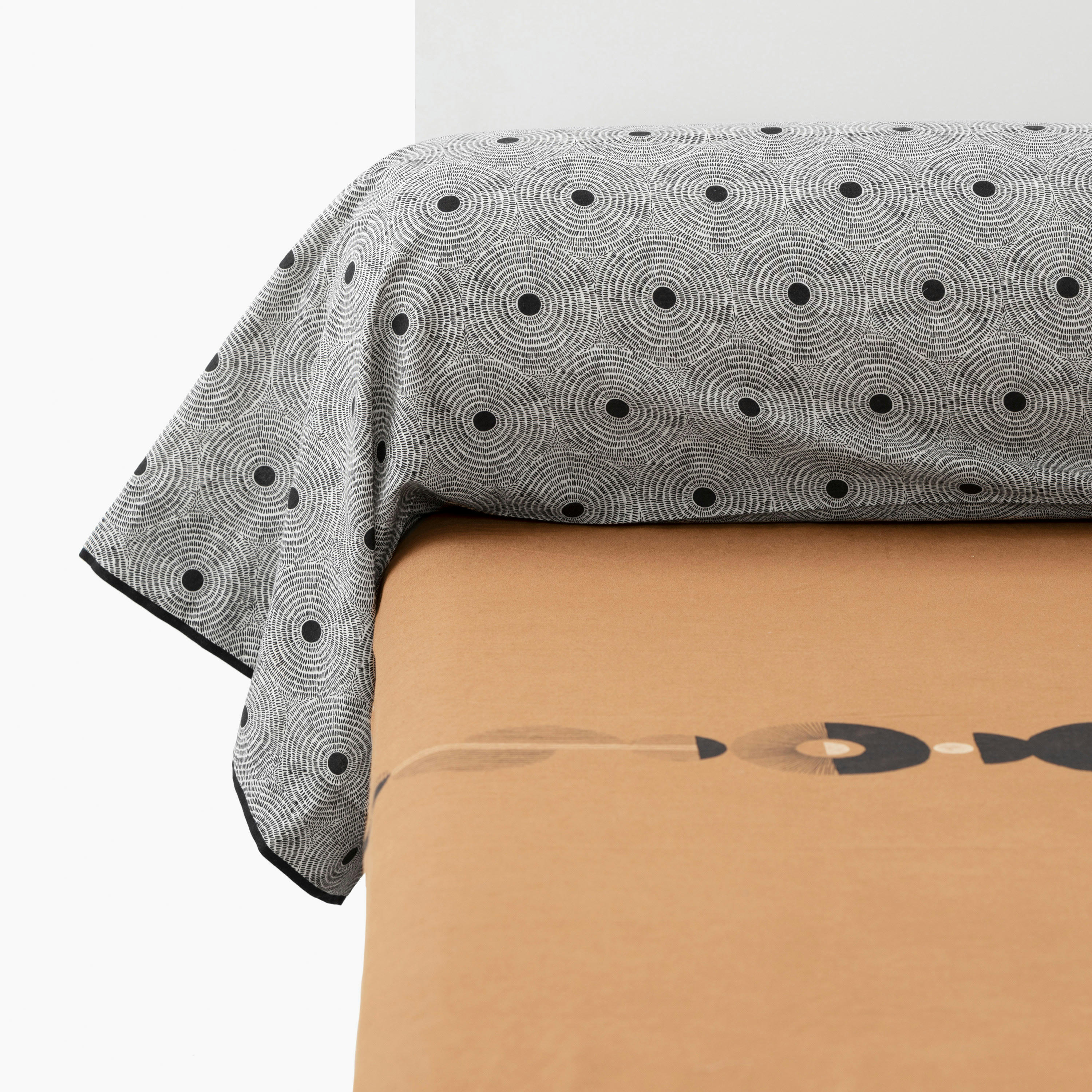 ECLIPSE - Taie de traversin imprimé beige 220 x 45 cm