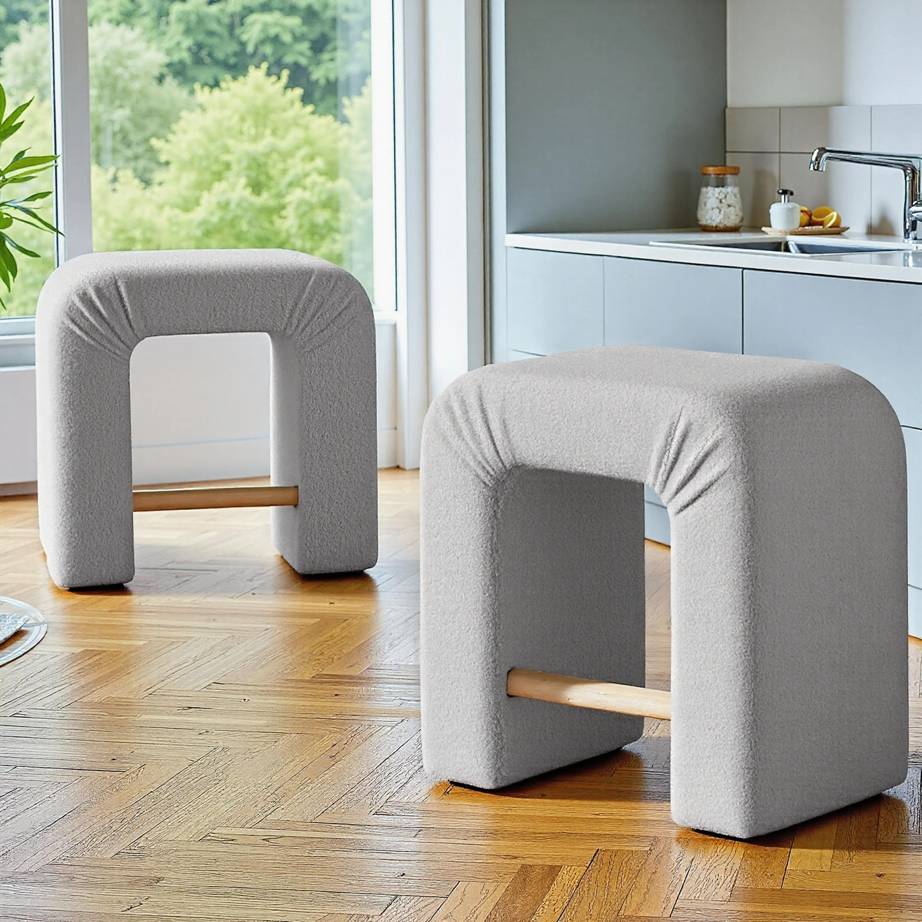 Christopher Knight Home U-shape Boucle 24'' Counter Stools (Set of 2) - 23.75L x 15.00 D x 24.00 H