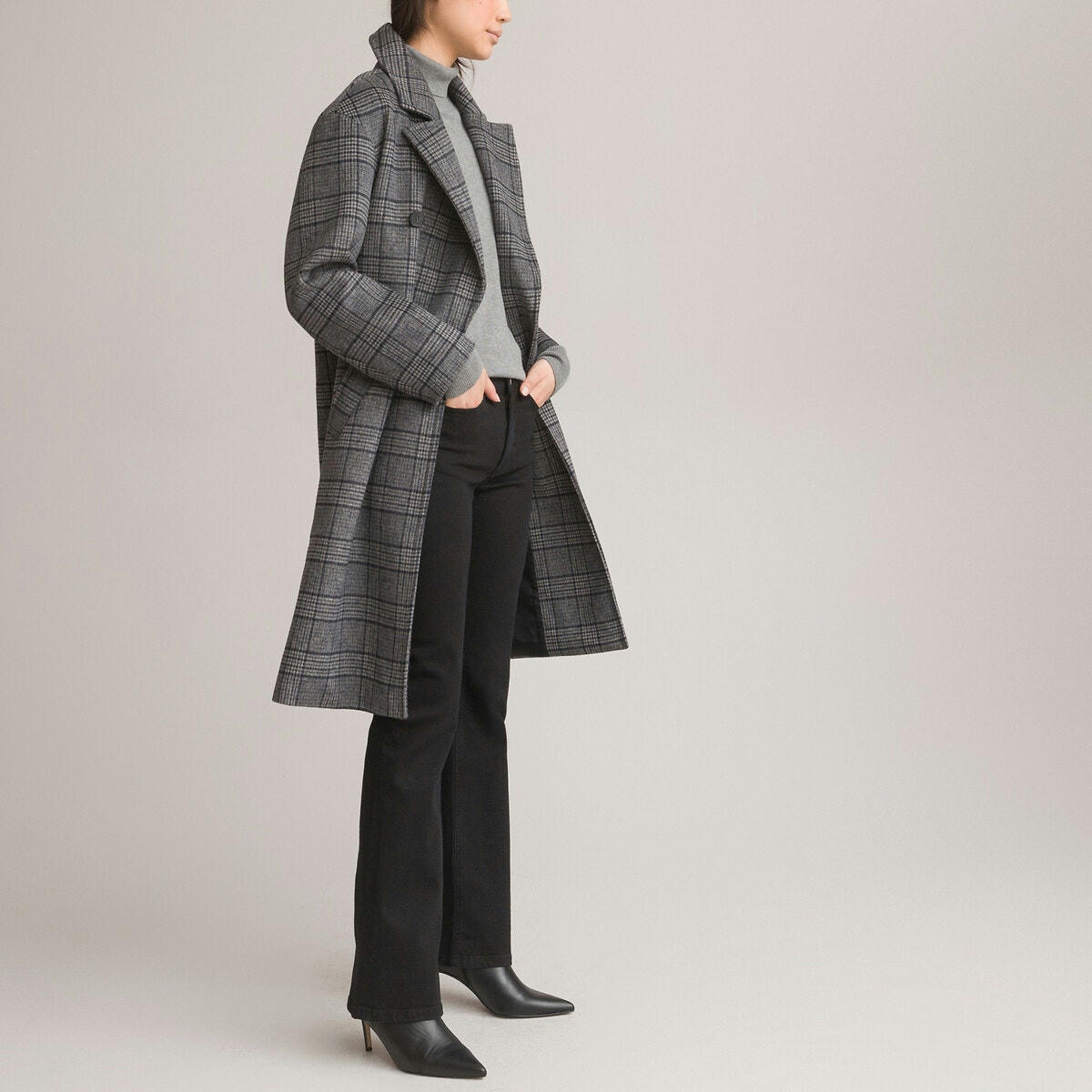 Manteau long à carreaux