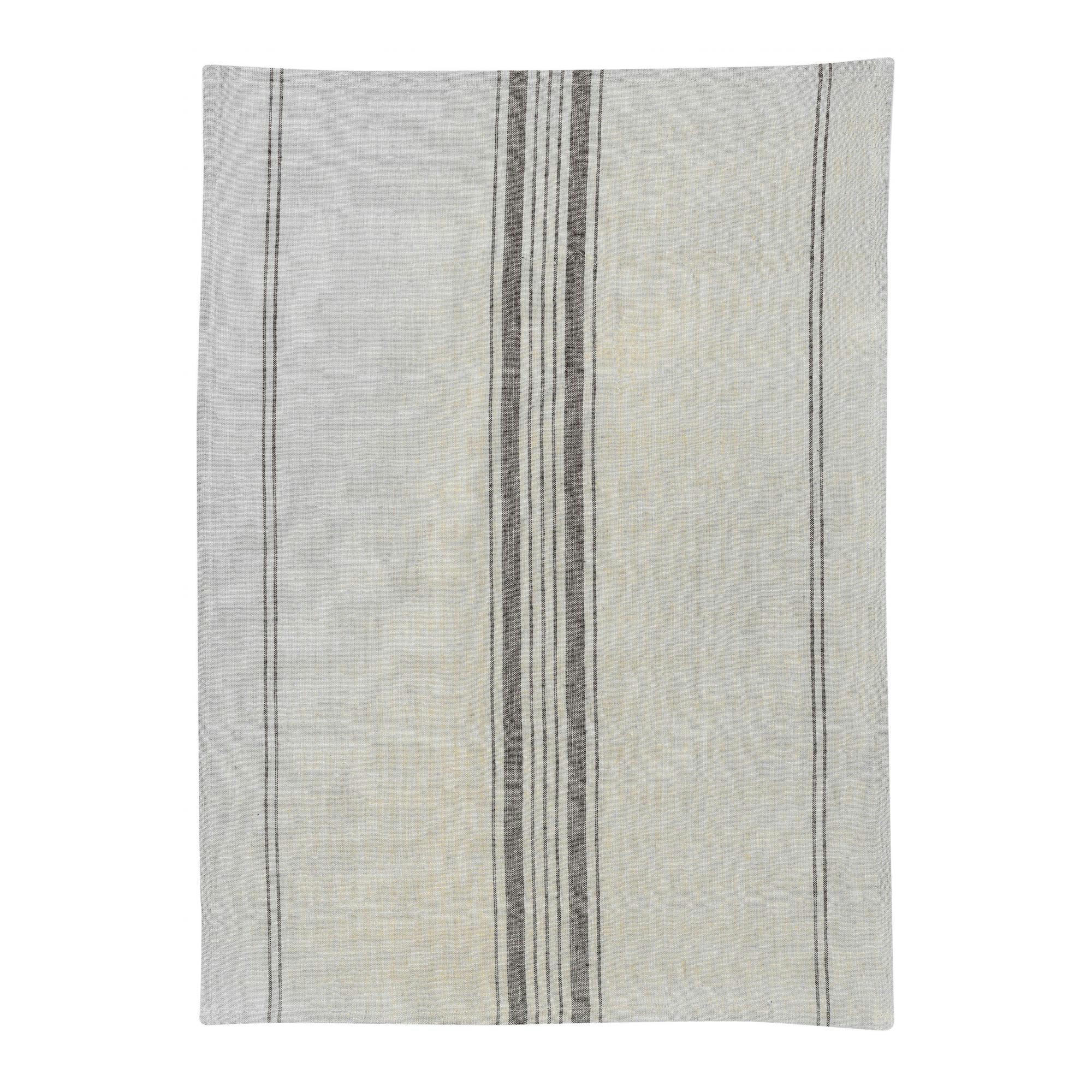 KILIA - Torchon métis  rayures en lin ecru 50 x 70