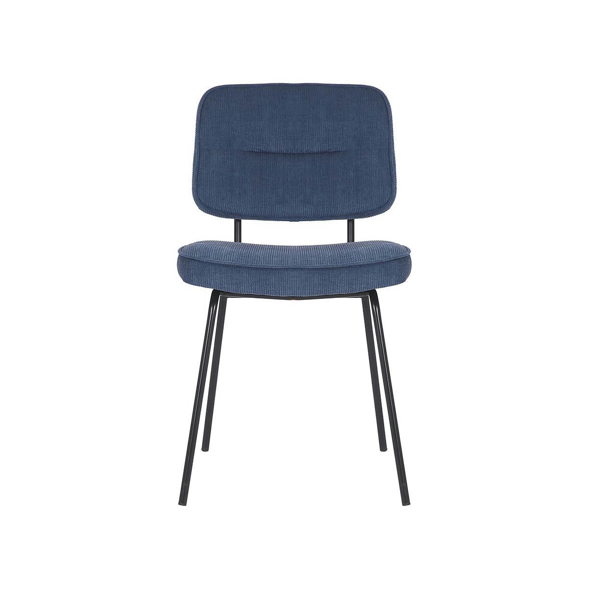 ZEZA - Set de 2 chaises moderne en tissu côtelé bleu