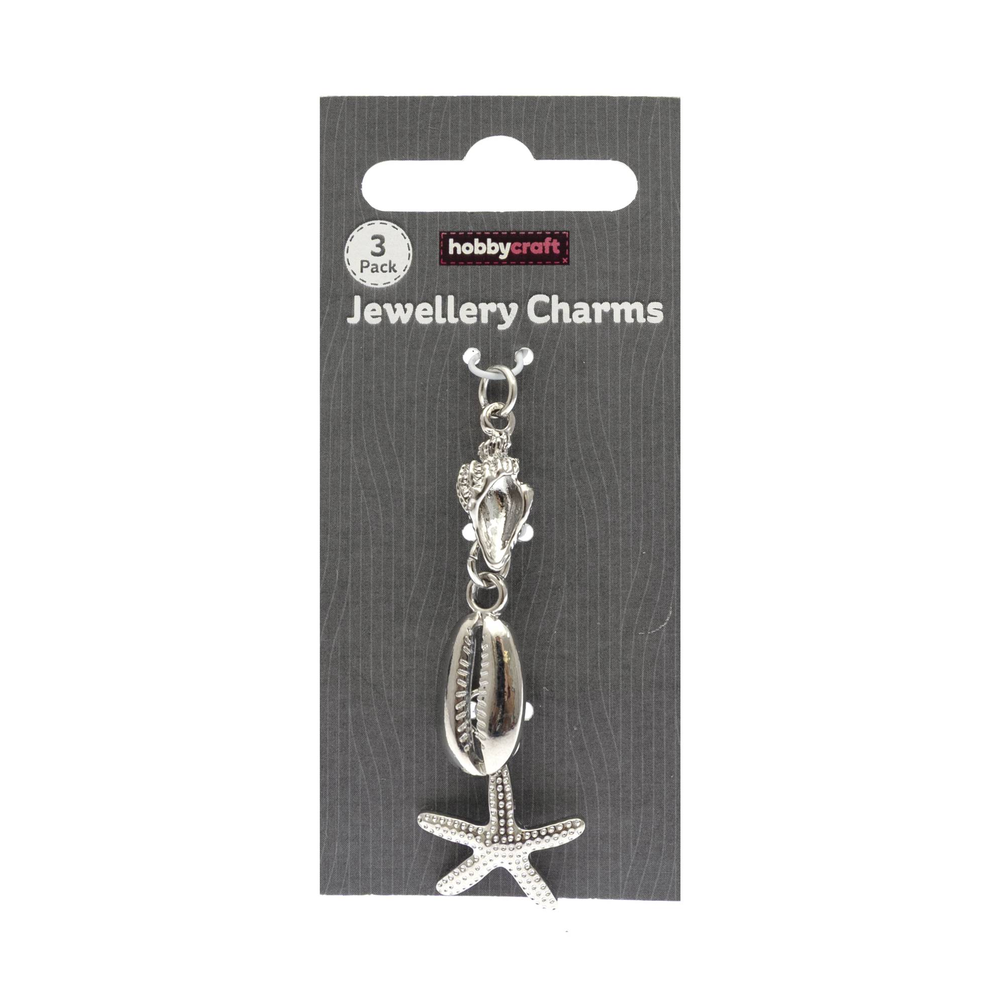 Silver Shell and Starfish Jewellery Charms 3 Pack