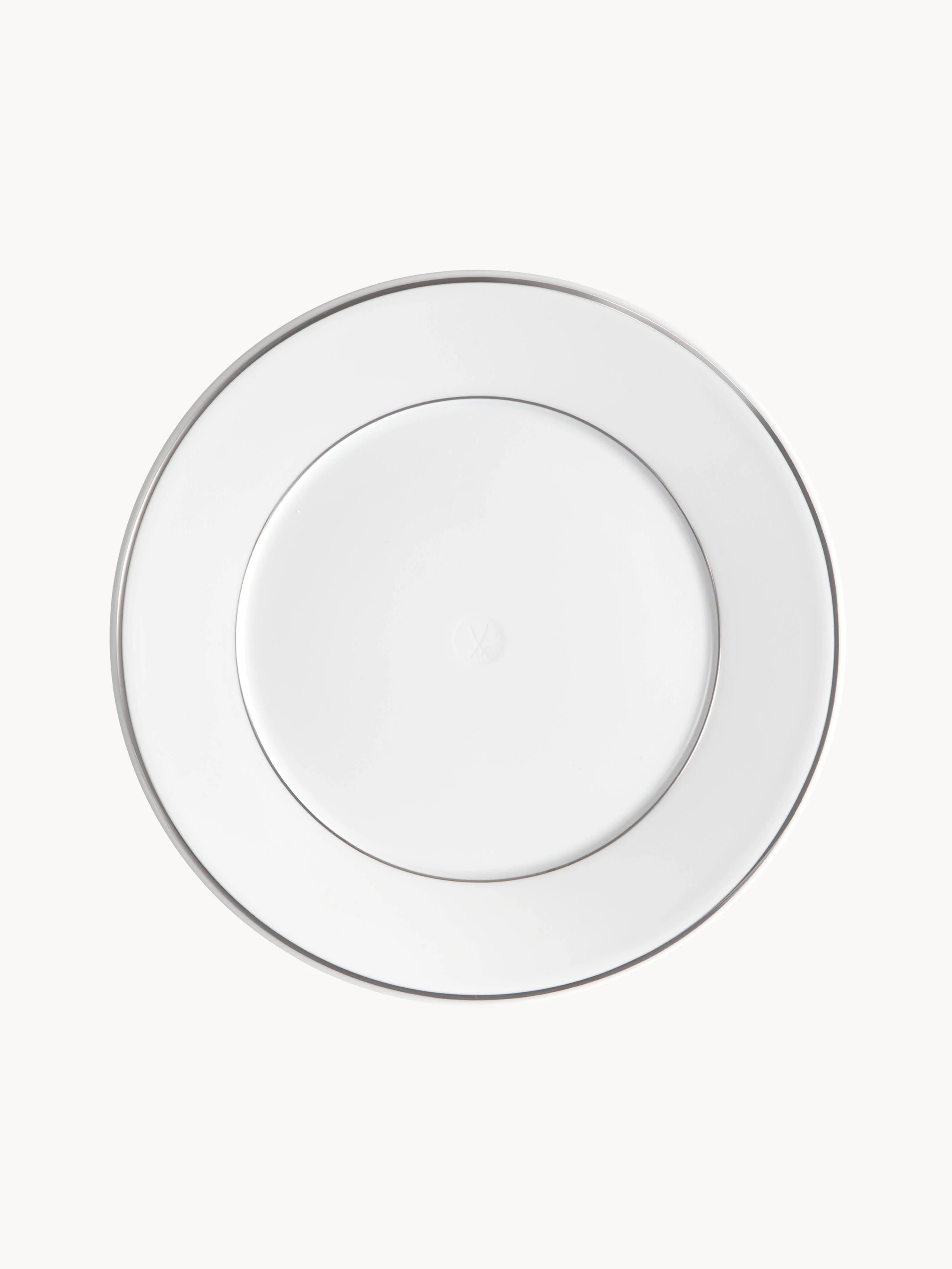 Handgemachte Porzellan-Frühstücksteller Vitruv mit Platinrand, 2er-Set