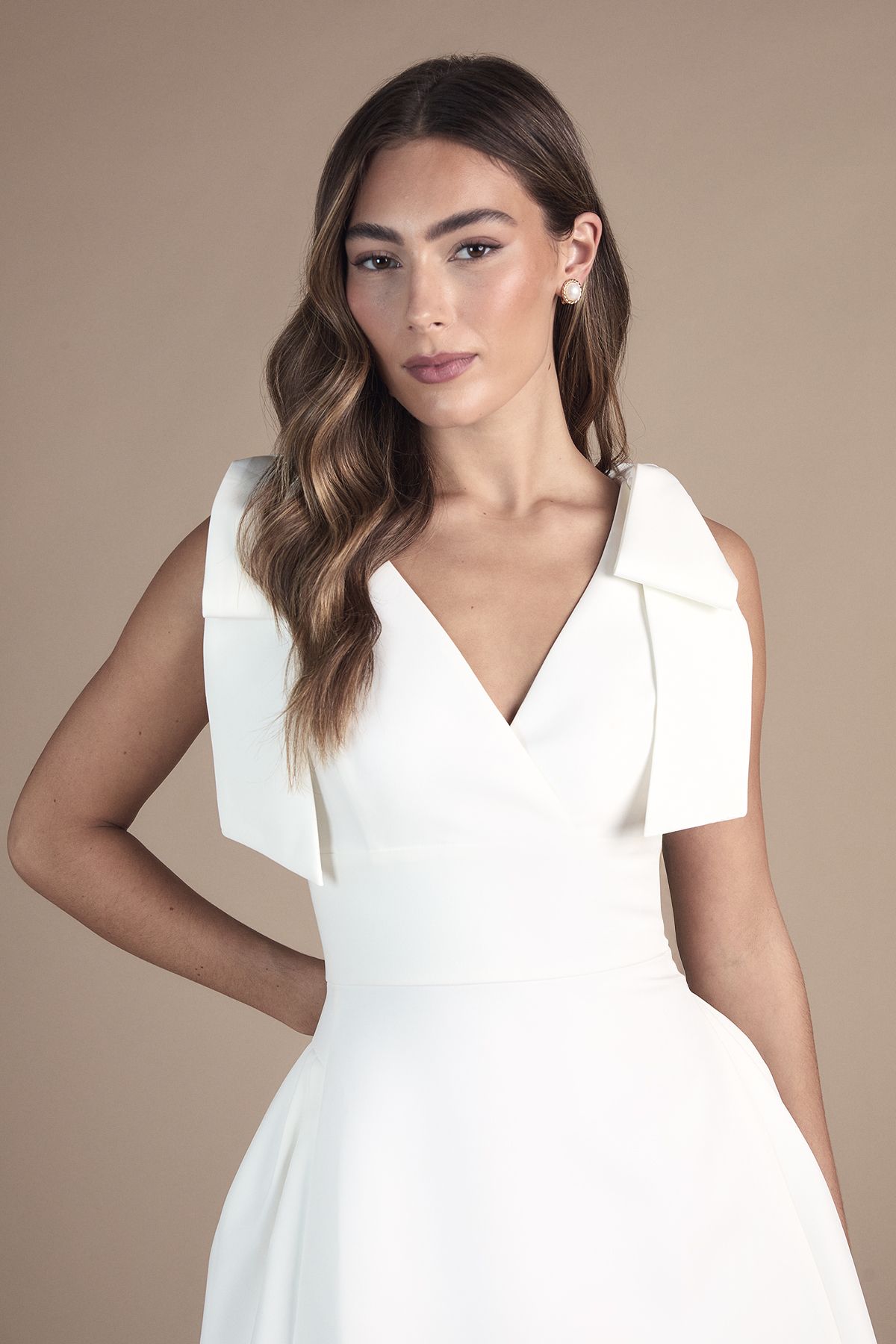 Coast Skater Bridal Mini Dress With Bow Straps