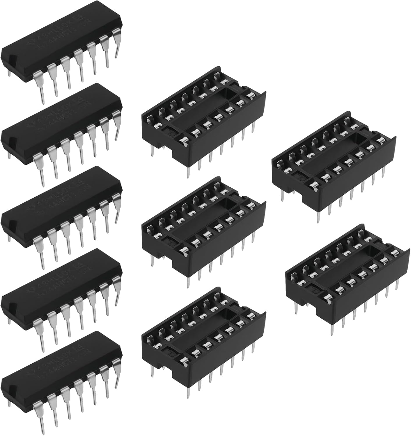 5 Sets of SN74AHCT125N Quad Bus Buffer Three-State Outputs Chips with Sockets for Digital Circuits Buffering