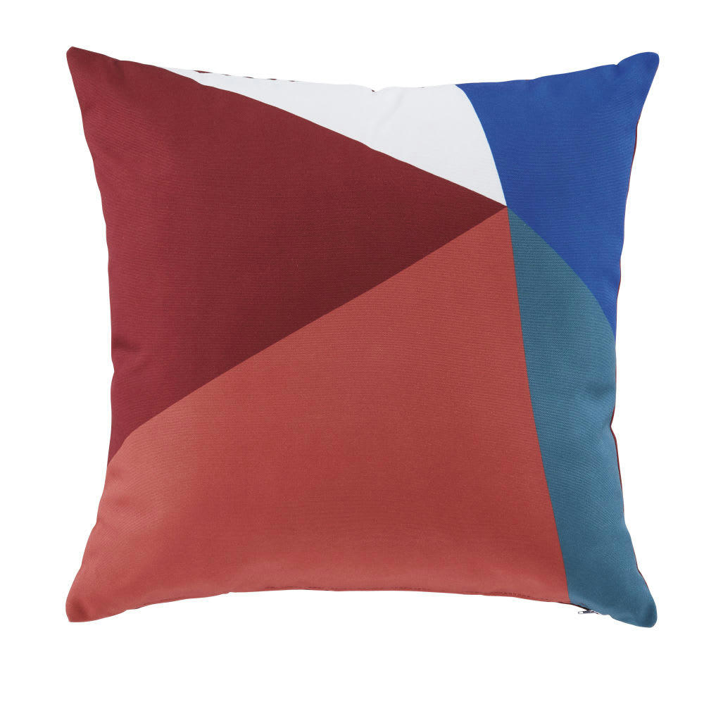 MORENO - Coussin terracotta, écru, bleu et vert 45x45