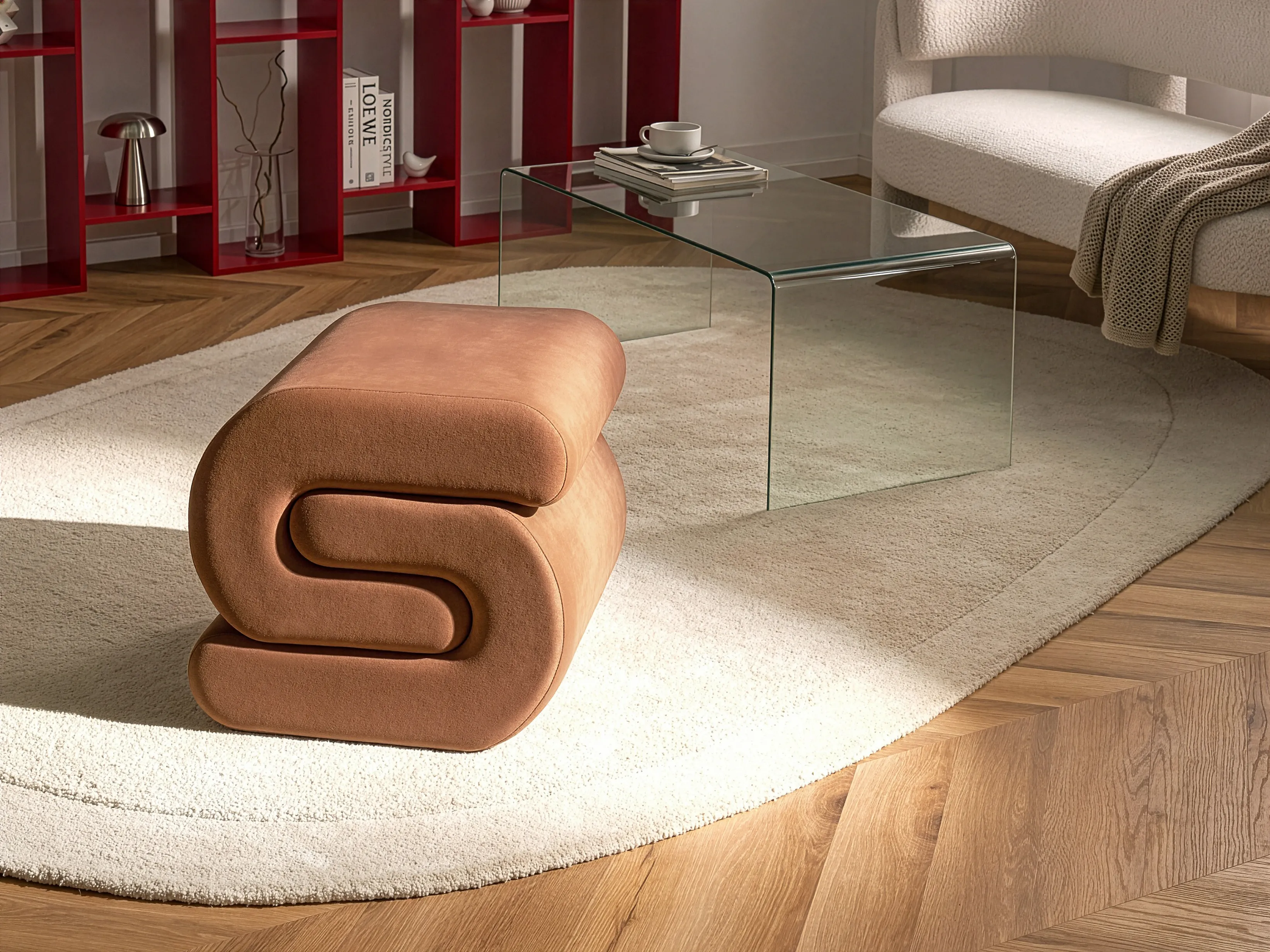 Pouffe ARCADIA Velvet Golden Brown