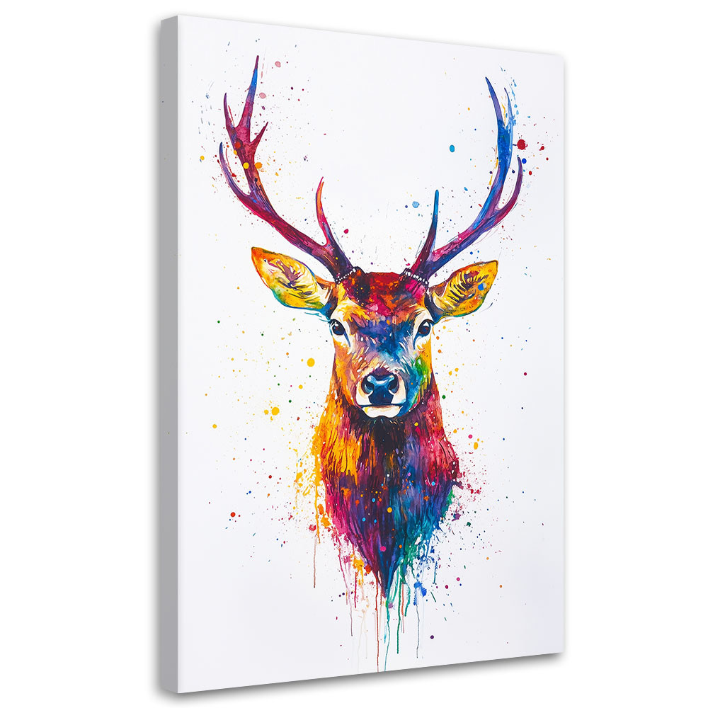 Feeby Obraz na płótnie, Kolorowa Głowa Jelenia Zwierzęta 40x60