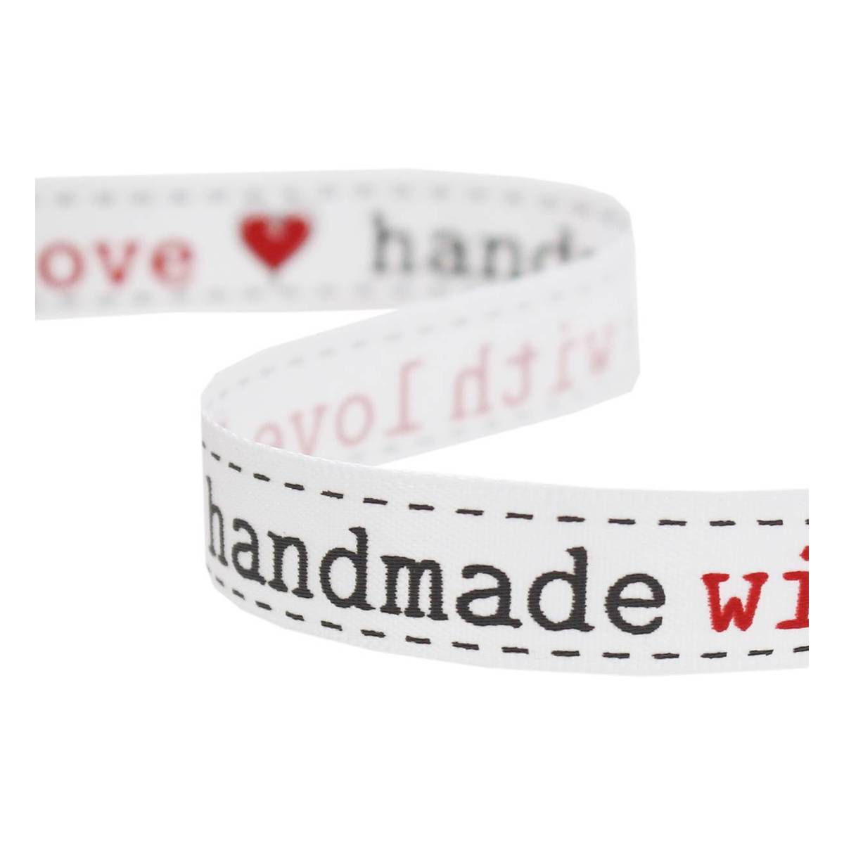 Red Handmade with Love Satin Ribbon 12mm x 4m