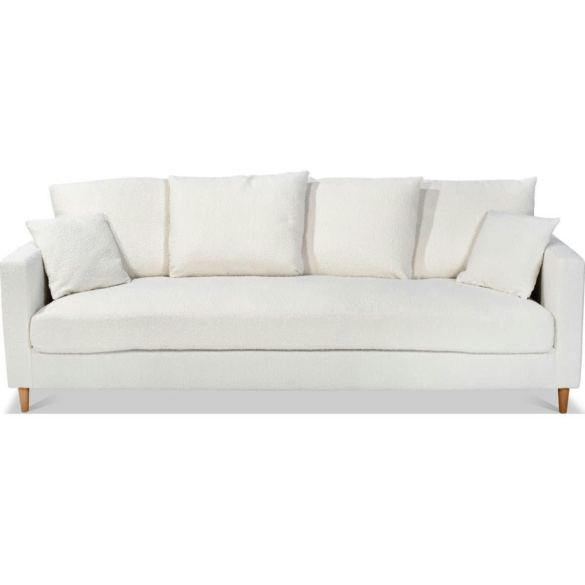 CARLA - Canapé convertible 4 places en tissu bouclé écru, MADE IN FRANCE