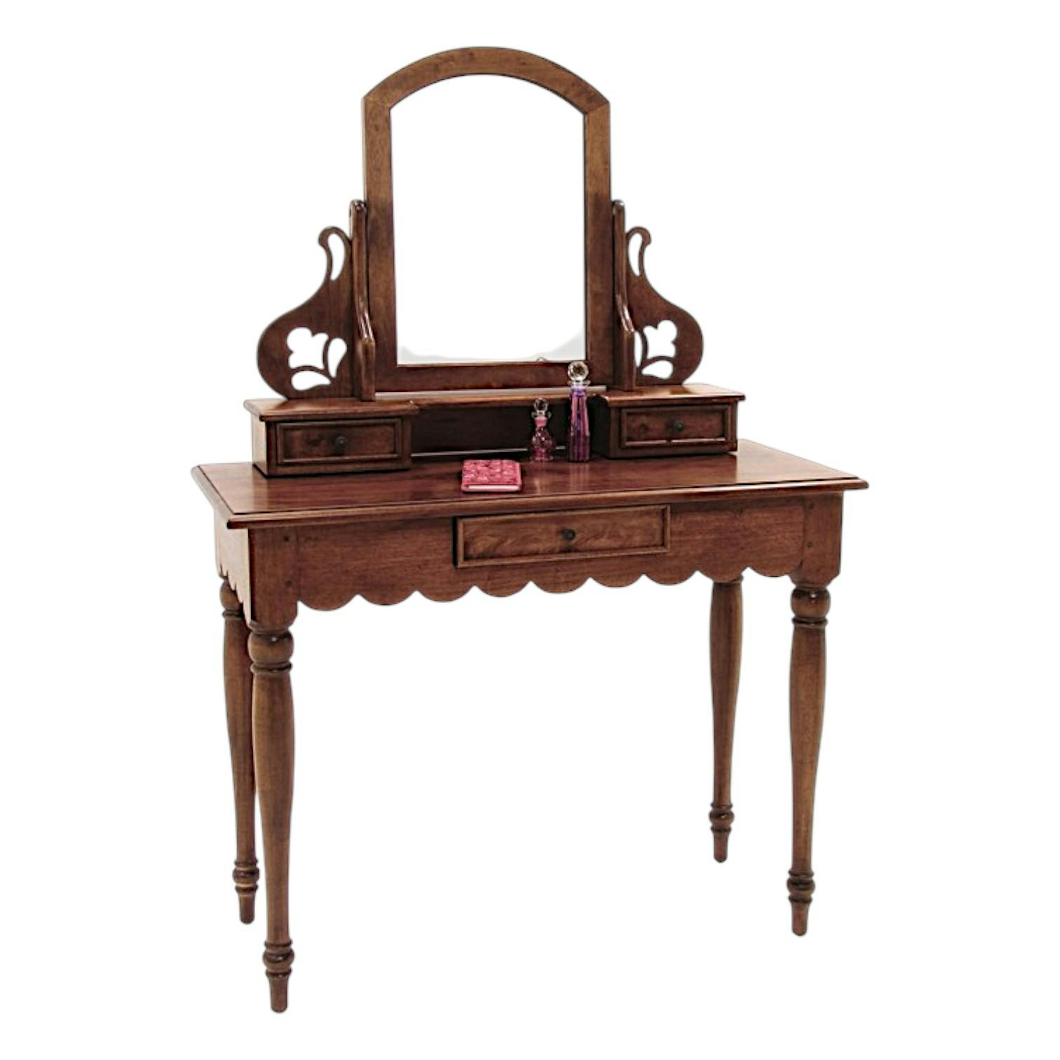 Coiffeuse avec miroir 3 tiroirs hévéa 100x45x143cm TRADITION