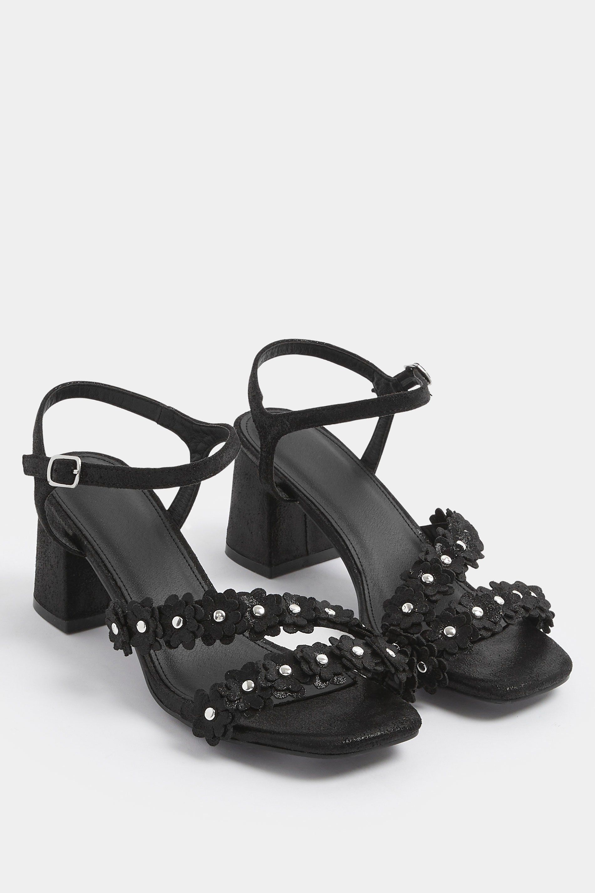 Yours Floral Block Heel Sandals In Extra Wide EEE Fit