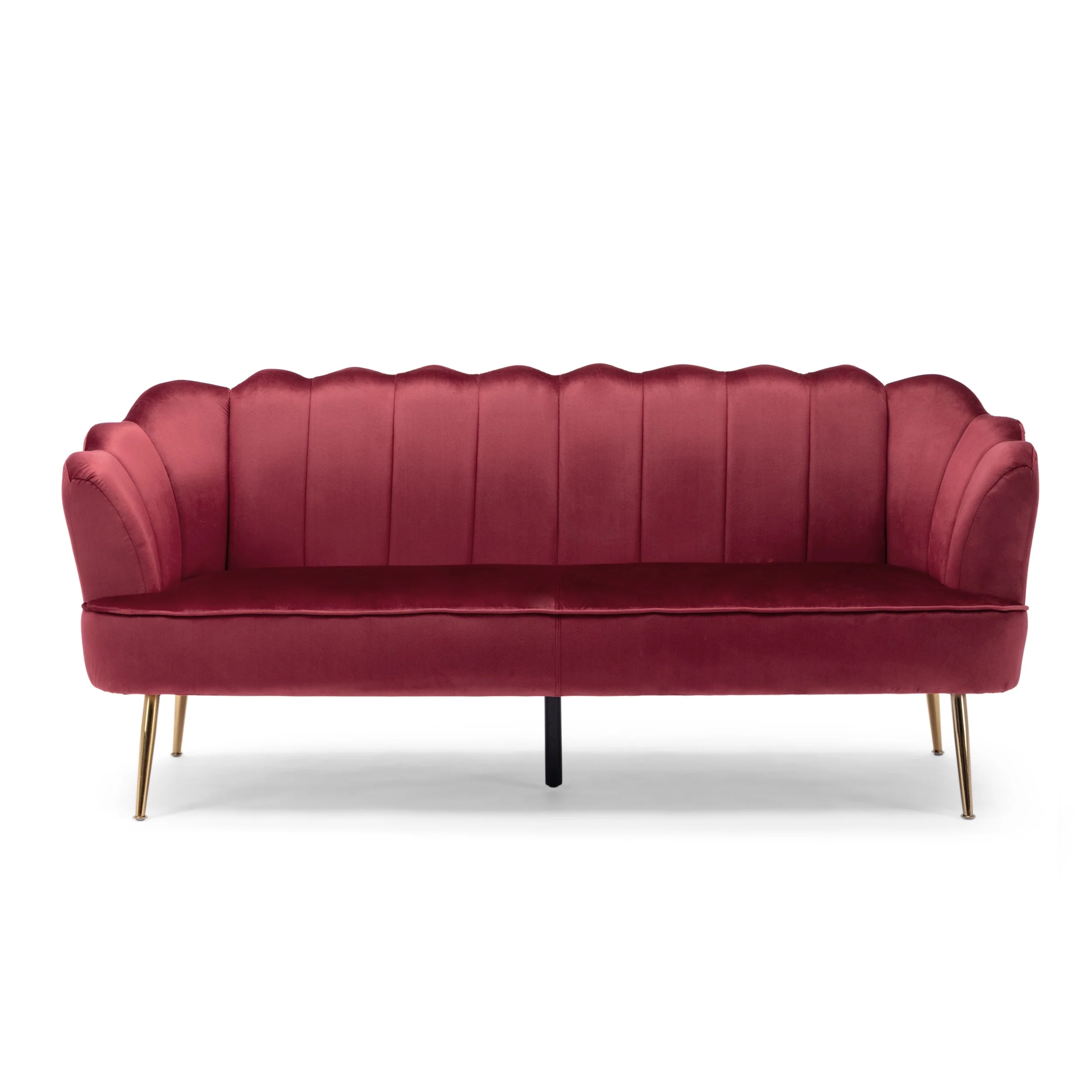 Reitz Glam Velvet Shell 3 Seater Sofa by Christopher Knight Home - 76.25 L x 29.25 W x 33.50 H