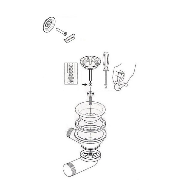 Kit bonde   trop plein en inox doré brillant Luisina pour évier QUADRILLE