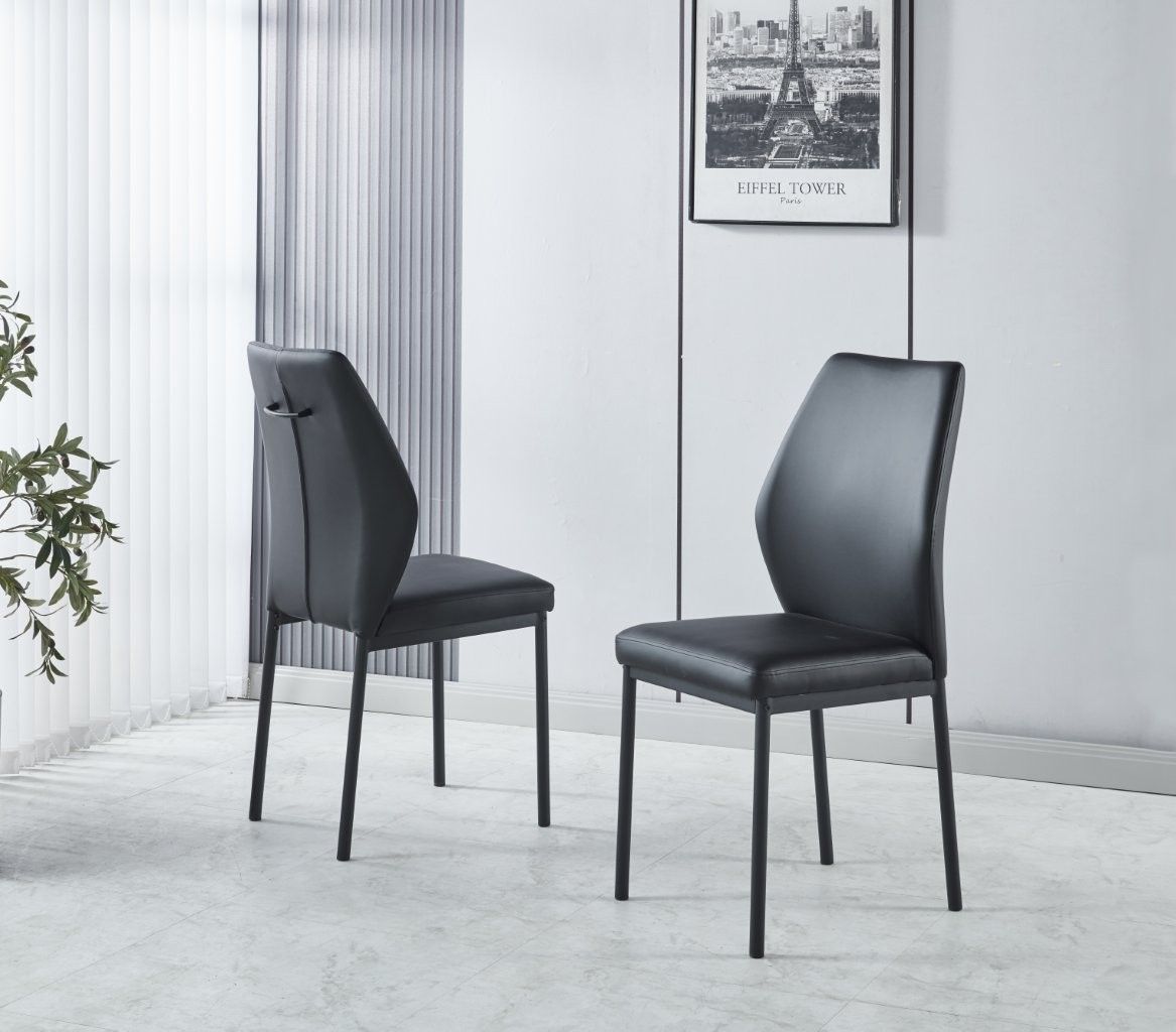 Modernique Set of 4 Dining Chairs in Faux Leather & Metal Frame