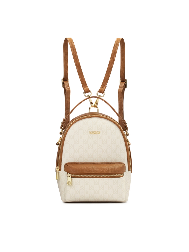 Two-tone leather 2-in-1 backpack