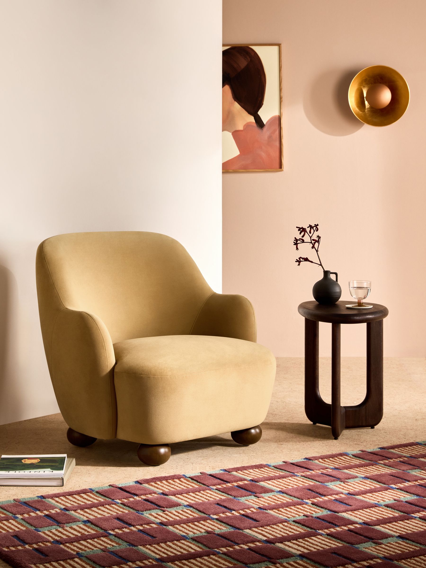 Ellio Accent Chair in Soft Caramel Brown Velvet