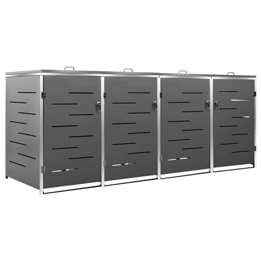 NNEVL Quadruple Wheelie Bin Shed 276.5x77.5x115.5 cm Stainless Steel