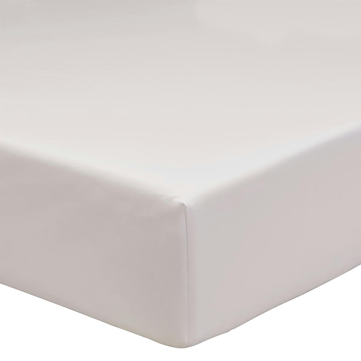 ALBATRE - Drap housse uni en coton blanc 90x190