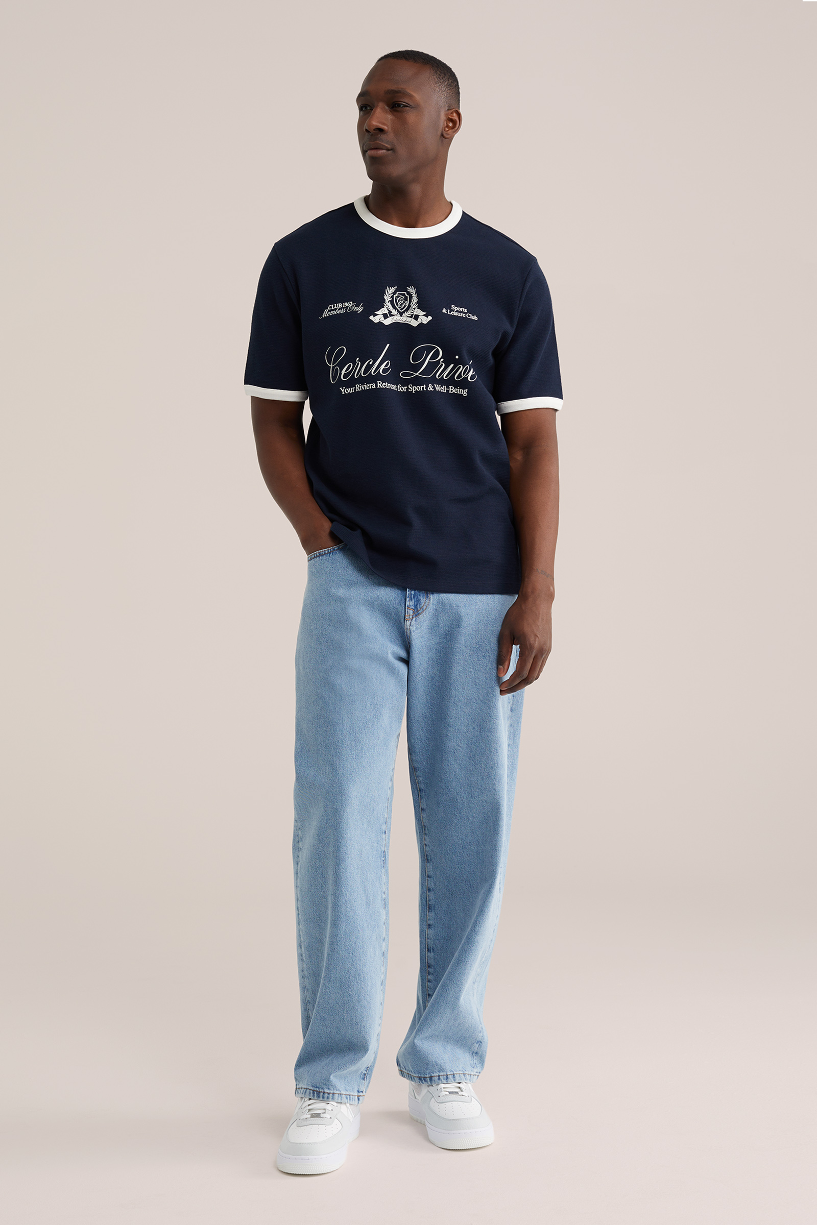 Heren relaxed fit T-shirt met structuur en print