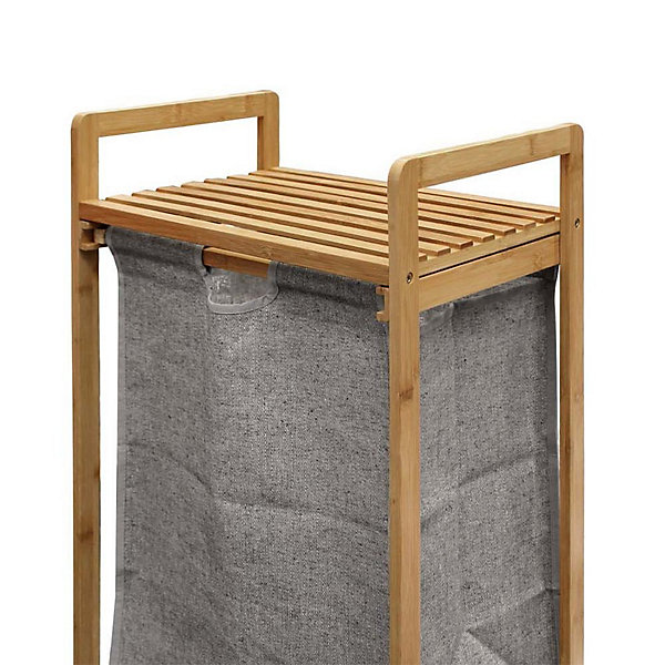 Meuble à linge 1 panier amovible bambou Tao