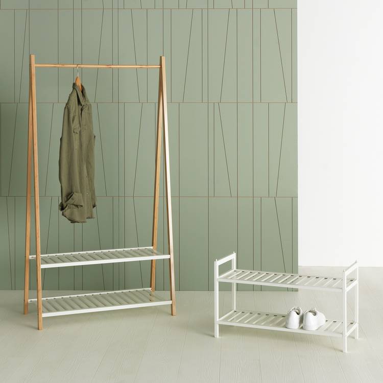 Habitat Kitt Bamboo 2 Shelf Shoe Rack - White