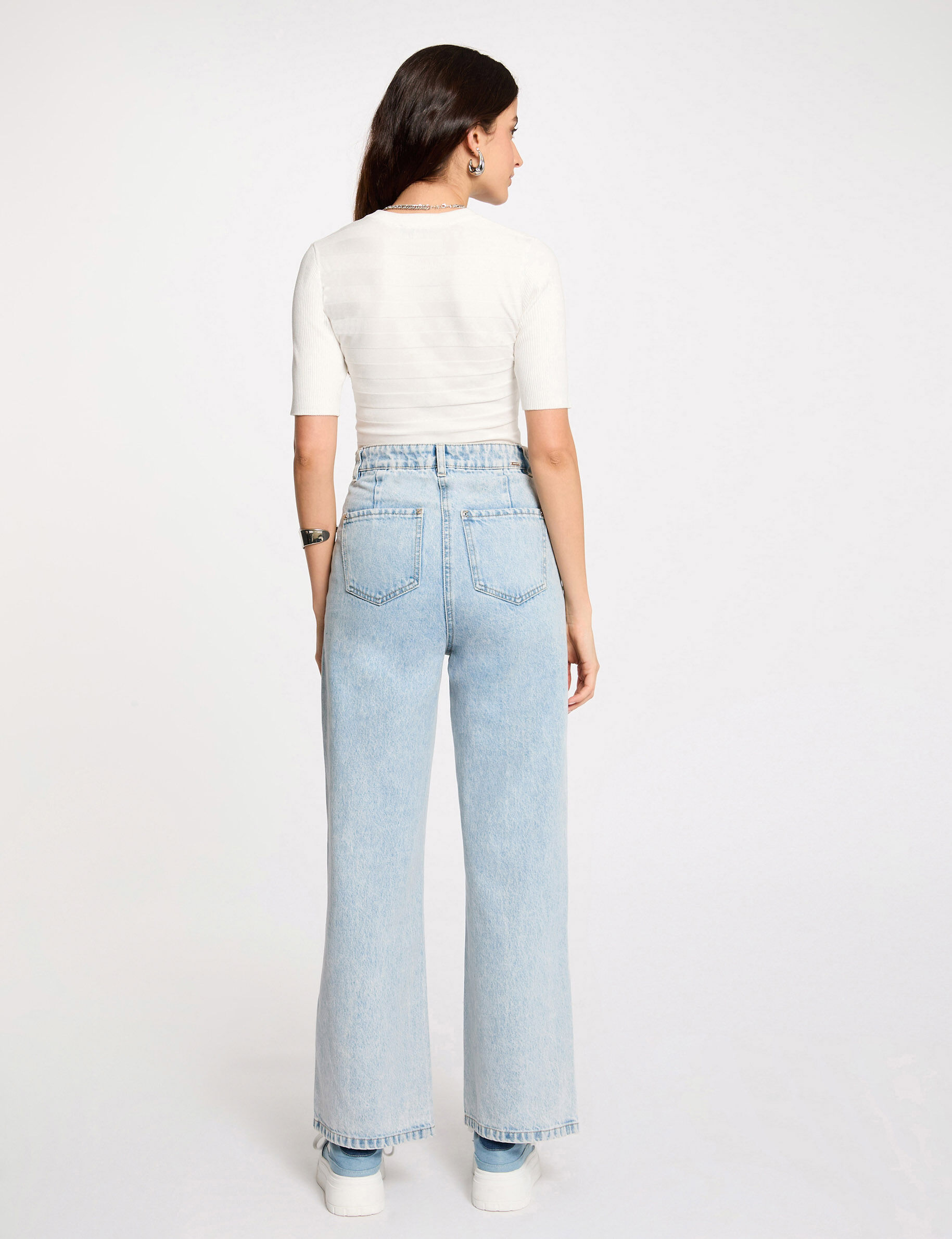 Jumper With Short Sleeves Ivory Women