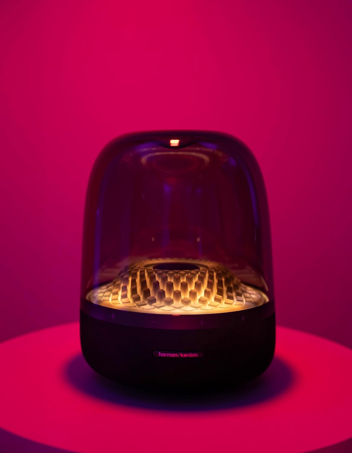 Harman Kardon Aura Studio 4 - Bluetooth Home Speaker - Superior Sound Performance - 5 Diamond-Effect Lighting Themes - Made with Recycled Materials (Renewed)  Black