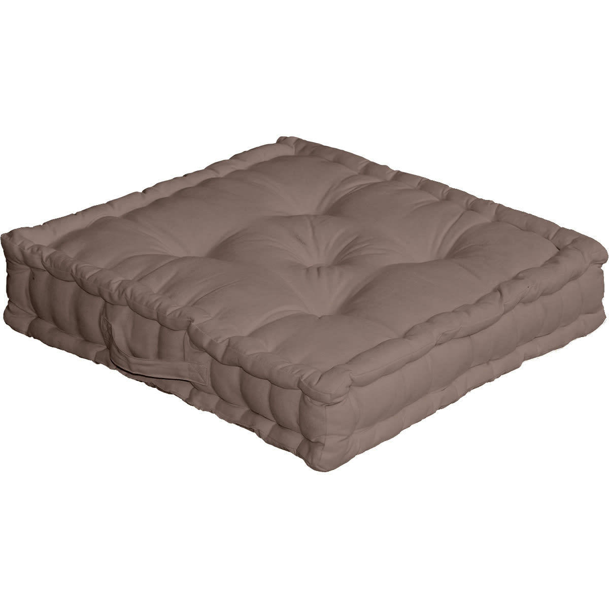 - Coussin de sol uni en pur coton taupe 50x50x10 cm