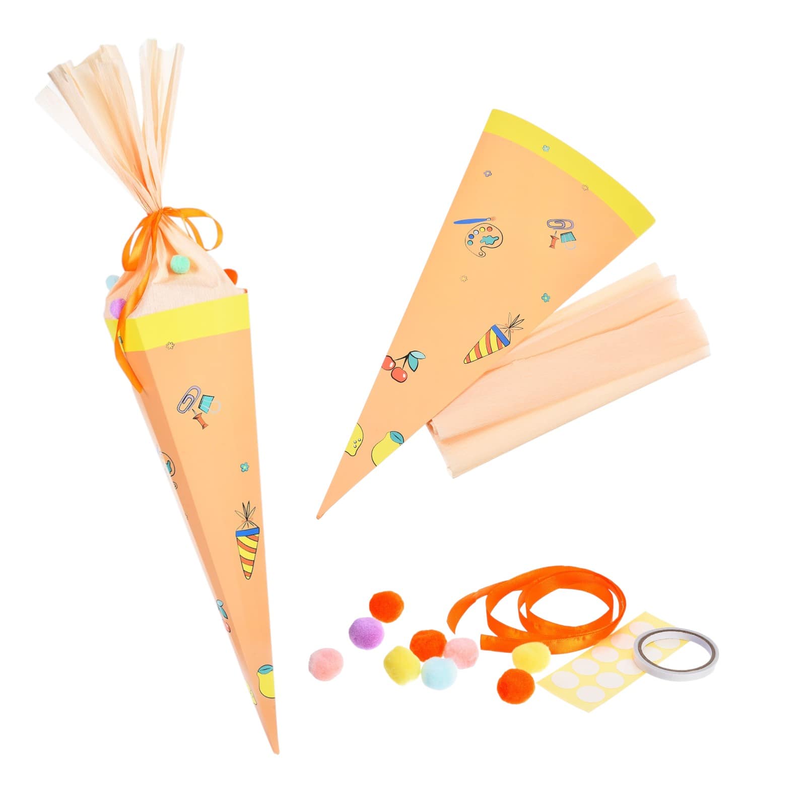 DIY-Schultüte Orange,L 510 mm, 12 -tlg.