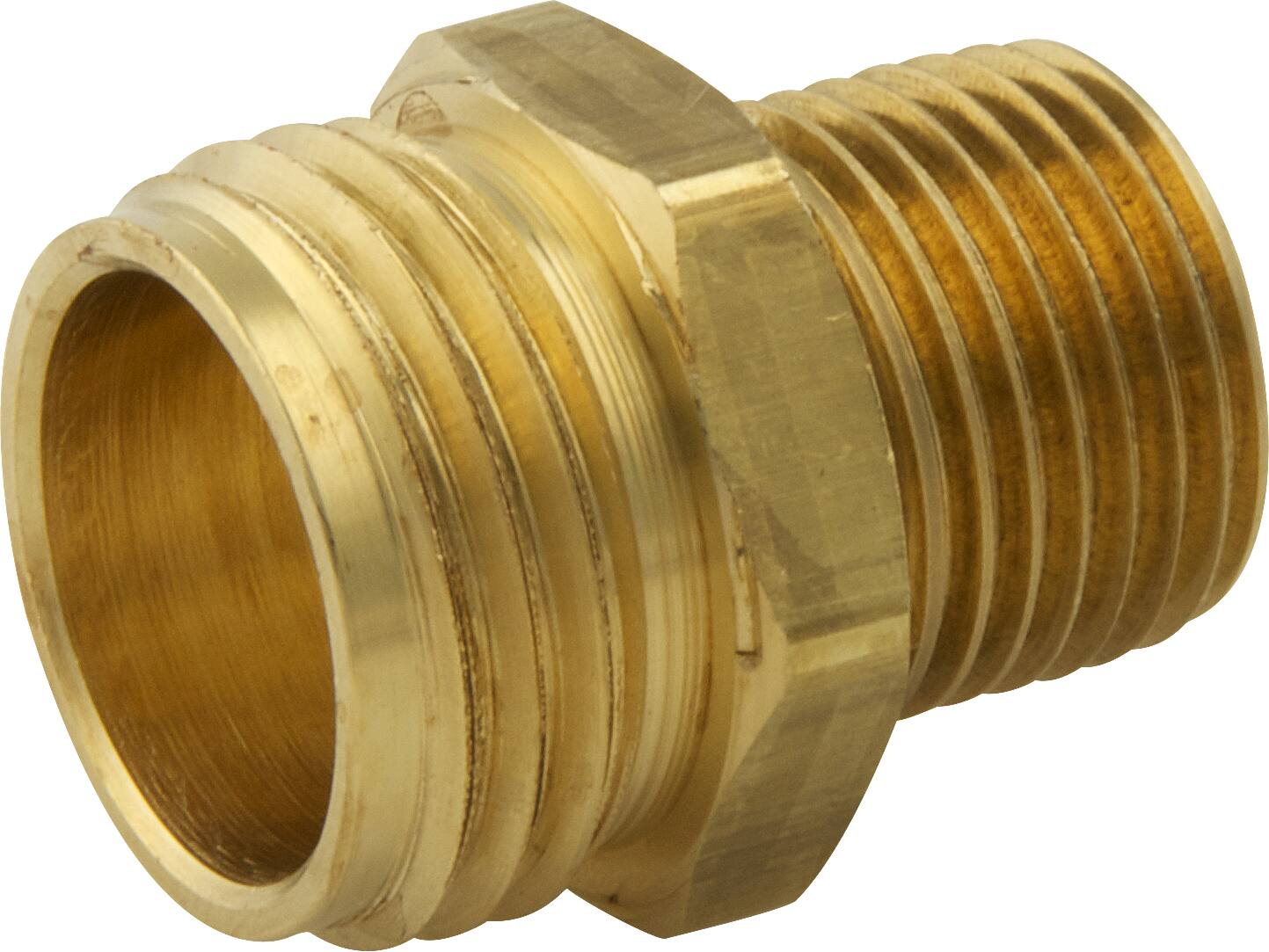 PlumbShop Brass Hose Adapter, 1/2-in MIP x 3/4-in MHT, 1-pk