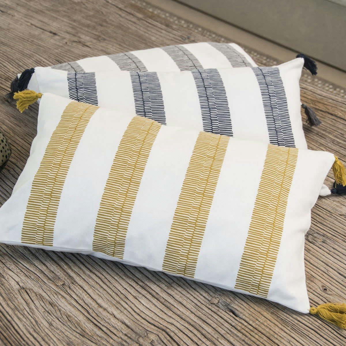 EVORA - Housse de coussin coton  50x30 jaune moutarde