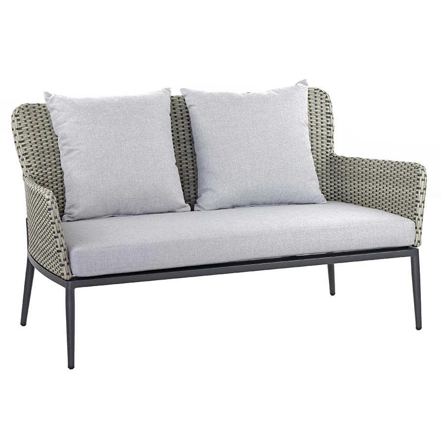 - Salon de jardin avec coussins en rotin gris tourterelle