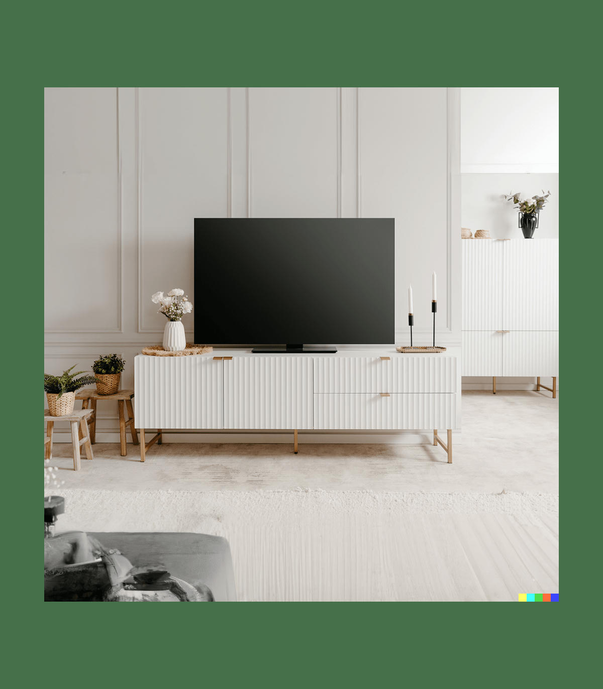 GLASGOW - Meuble TV 2 portes 2 tiroirs L179 x H61 cm