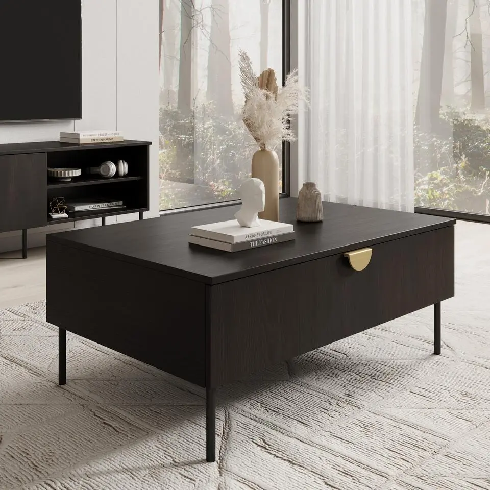 Meubella - Salontafel Monor - Zwart eiken - 100 cm