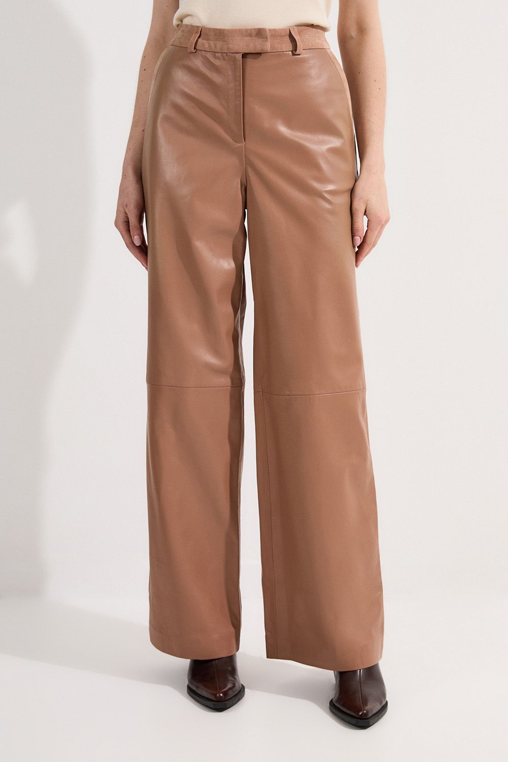 KarenMillen Suede & Leather Wide Leg Trouser