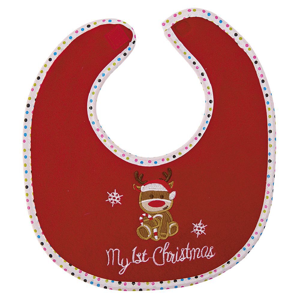 Bonnet et Bavoir brodés pour bébé de No&euml;l