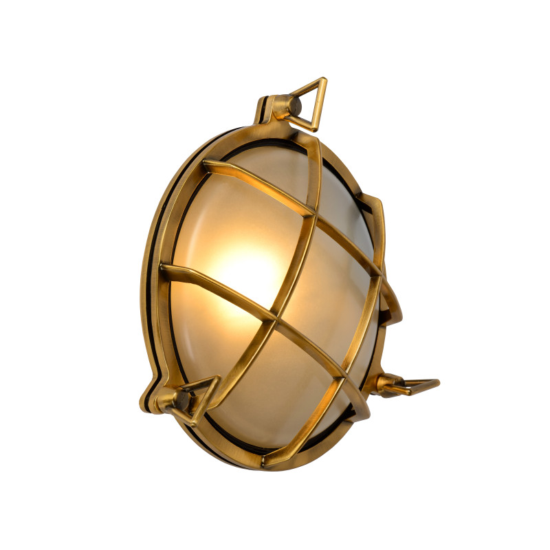 Applique extérieure Dudley ronde dorée dimmable E27 60 W LUCIDE