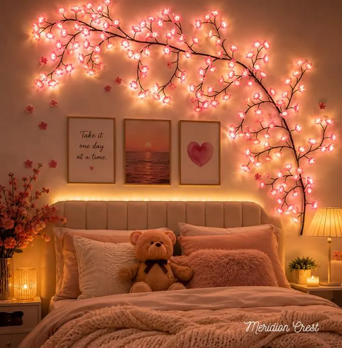 Whimsical Cherry Blossom LED Branch Lights – Decorative Floral Lighting & Warm Ambient Home Decor