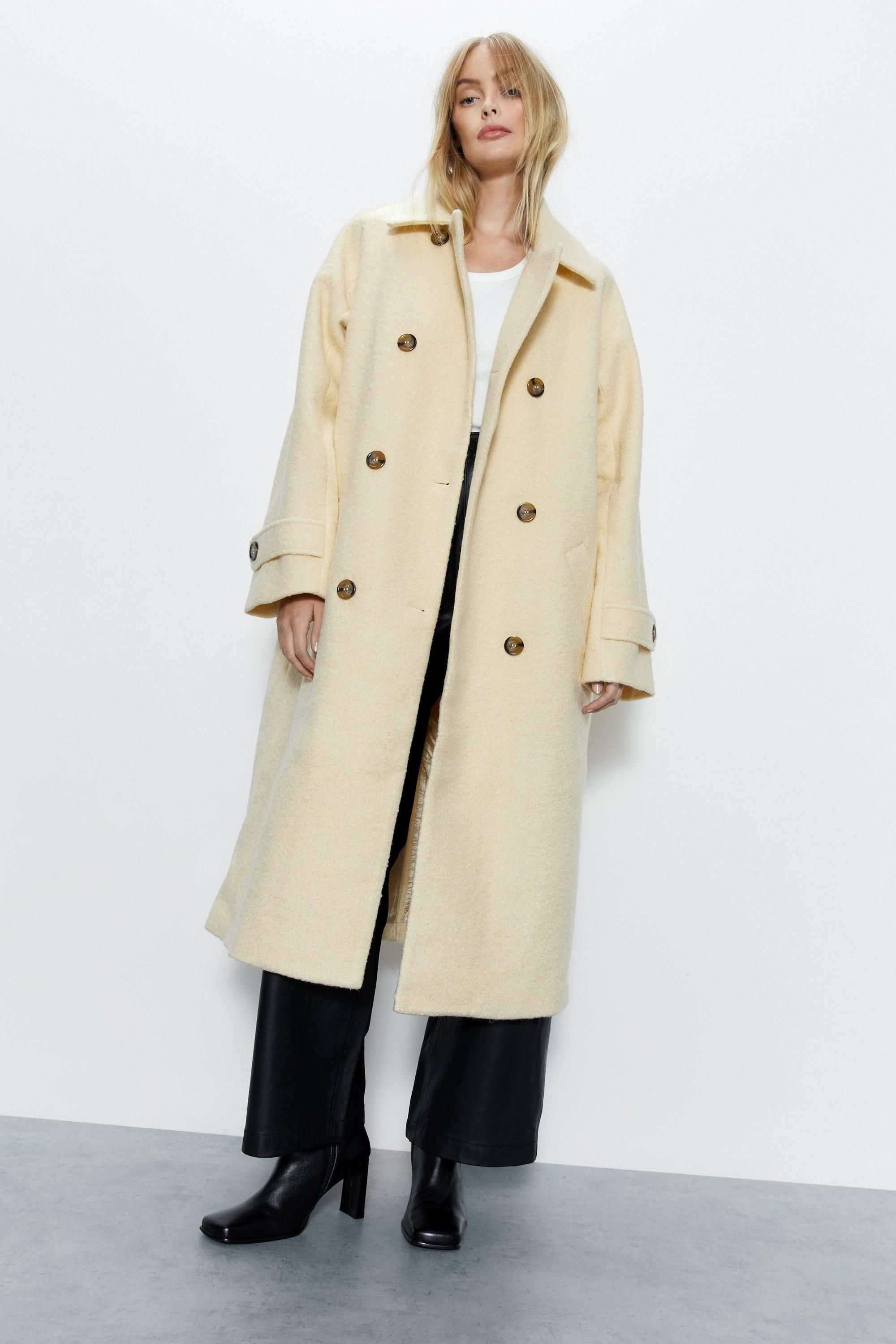 Warehouse Double Breasted Wool Marl Coat