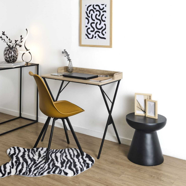Biurko Milo dąb naturalny 80x48 cm loft, metal czarny